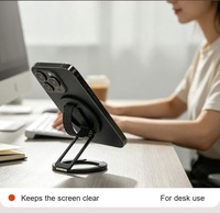 Support de téléphone portable magnétique double face multifonctionnel léger et fin en ABS, rotatif à 360 degrés avec clip automatique, idéal pour les utilisateurs nomades