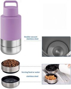Bouteille d'eau portable pour chien en acier inoxydable 3 en 1 de 34 oz avec logo personnalisé, distributeur de nourriture pour animaux de compagnie, isolée sous vide - Product Image 3
