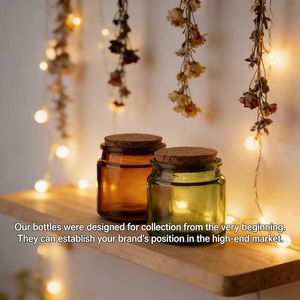 Bouteille en verre 100ml 200ml personnalisée ambre verte transparente pour huiles essentielles et bougies avec couvercle en liège sérigraphié, ornement de maison - Product Image 6