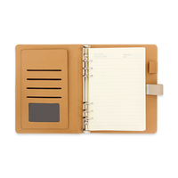 Carnet personnalisable en cuir PU écologique avec couverture à anneaux, feuilles mobiles, serrure à code, journal promotionnel et bloc-notes