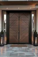 Porte d'entrée extérieure en acier moderne de luxe à double battant en aluminium pour villa