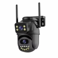 Icsee sécurité extérieure Cctv caméra dôme 3mp + 3mp double objectif Vision nocturne Wifi surveillance Ptz capteur Cmos jour nuit Audio bidirectionnel