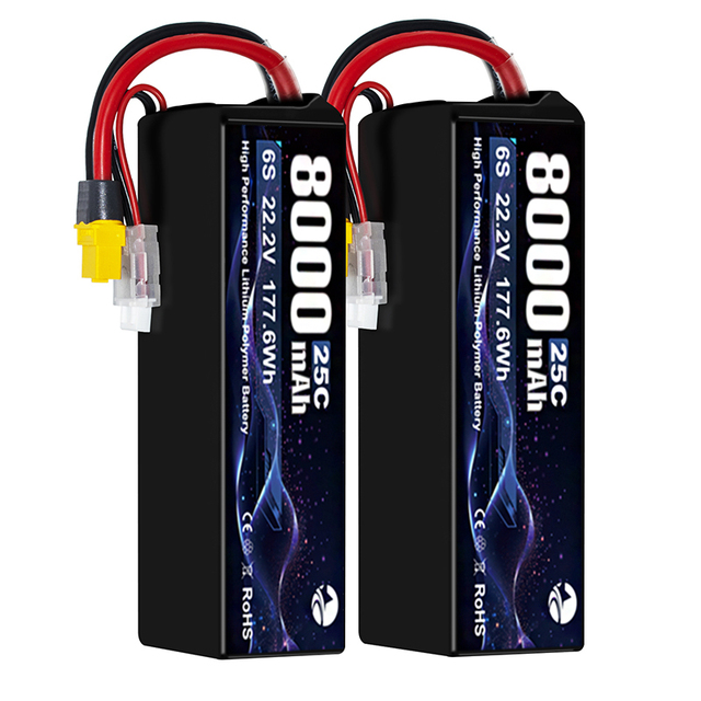 China Factory Drone Power 8000mAh 22.2V Lithium Ion Battery Agriculture Rechargeable Spare Batteries for Model Aircraft