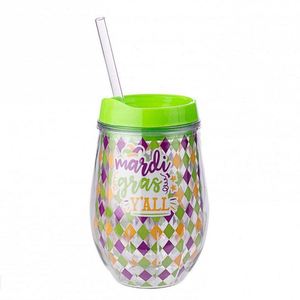 Hot Sell 300ml BPA Free PP Plastic <b>Double</b> <b>Wall</b> Insulated Wine Tumbler Transparent - Product Image 3
