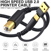 Câble d'imprimante polyvalent 2 en 1 USB A et C vers USB B, 480 Mbps, haute vitesse, double prise, cordon hybride pour HP Canon Epson Brother