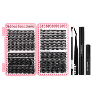 Kit DIY pour cils faits main, 32 rangées, 30-50 pièces, 640 bouquets au total, style mixte coréen, fibre PBT, colle et outils inclus - Product Image 1