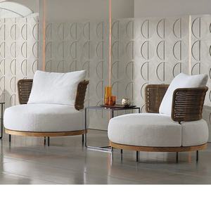 Divano da Giardino in Teak Resistente alle Intemperie, Arredamento Moderno di Lusso per Terrazza, Combinazione di Divani in Legno Durevole e Impermeabile per Cortile - Product Image 5