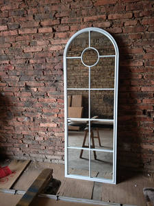 Ingresso moderno telaio in ferro finestra arco specchio di lunghezza del pavimento pieno con la parte superiore arrotondata espelhos decorativos - Product Image 2