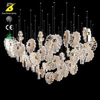 Luminaire de plafond LED en verre cascade Bang Sheng - Décoration florale artistique pour les espaces commerciaux haut de gamme