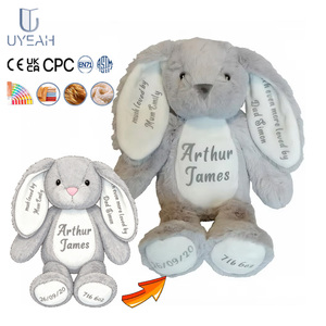 <span class=keywords><strong>Peluche</strong></span> Personalizzato Uyeah CPC, Coniglietto Morbido <span class=keywords><strong>con</strong></span> Orecchie Lunghe, Imbottito in Cotone PP, Regalo per Bambini, Giocattolo in <span class=keywords><strong>Peluche</strong></span> OEM <span class=keywords><strong>con</strong></span> <span class=keywords><strong>Nome</strong></span> Stampato - Product Image 1