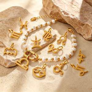 Colgante con Signo Zodiacal Acuario, Acero Inoxidable, Bañado en Oro, Joyería Astrológica para Mujer - Product Image 5