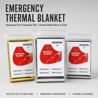 Couverture Thermique d'Urgence en Mylar, Isolante, Réfléchissante, Imperméable, pour Premiers Secours et Sauvetage, Idéale pour le Camping et la Randonnée