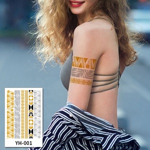 Corpo temporaneo metallico moda <span class=keywords><strong>Tatoo</strong></span> personalizzato oro tatuaggio adesivo metallizzato gioiello foil tatuaggio temporaneo tatuaggio - Product Image 2