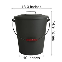 Seau à cendres en métal de 3,2 gallons avec couvercle pour foyer à bois
