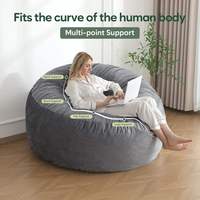 Fauteuil pouf géant pour adulte en mousse à mémoire de forme, avec garnissage en particules d'éponge compressée, moelleux, pour le sol