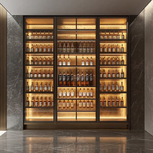 Tủ rượu bằng thép không gỉ tùy chỉnh OEM, bán chạy, trưng bày rượu vang cho phòng khách với giá gỗ - Product Image 4