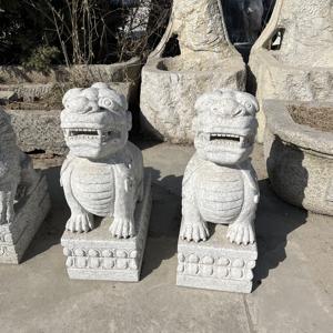 庭屋外手彫り天然石フー犬動物彫刻大理石ライオン像 - Product Image 5