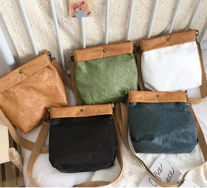 韓国風防水スリングレディースメッセンジャーウォッシャブルクラフト紙クロスボディショルダーバッグ - Product Image 4