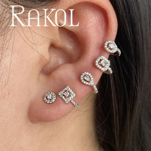 Lacole EP2027 Punk Style Jewelry/Rose Gold Plated Fashion Cubic Zirconia Elegant Luxurious Bridal Earrings - Product Image 2