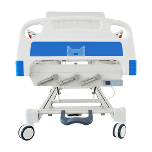 Lit d'hôpital médical manuel Careland à 3 manivelles, trois fonctions, pour soins intensifs, avec matelas, poteau porte-perfusion et table repas - Offre Spéciale - Product Image 3