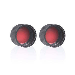 Black Open Top Screw Cap 13mm Red PTFE White Silicone Septa for 4mL HPLC Sample <b>Vials</b> - Product Image 3