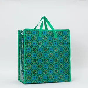customized size printing design pp woven zip shopping polypropylene bags supplier