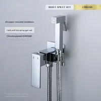 Ensemble pulvérisateur de bidet mural moderne en laiton chromé pour eau chaude/froide avec pression réglable et valve ronde écologique