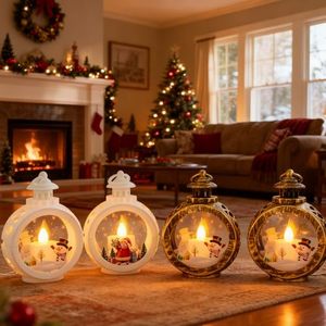 Lampes LED en forme de lanterne, décorations de Noël de luxe pour fêtes nocturnes avec Père Noël et bonhomme de neige, fournitures lumineuses pour enfants - Product Image 3