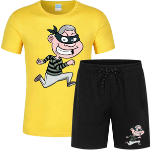 Ensemble T-shirt et short 2 pièces en coton 100 % personnalisé avec logo graphique pour hommes grandes tailles – Vêtements de sport - Product Image 1