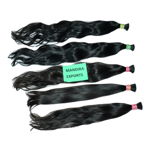 ผมต่อของมนุษย์บริสุทธิ์แบบชาวเวียดนามสีดำหยักศกทรงตรงไม่มีกระบวนการทางเคมี - Product Image 1
