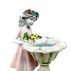 花の妖精LEDソーラーランプ環境に優しいレジンバードバスガールガーデン彫刻 - Product Image 5