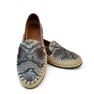 Mocassins faits main à imprimé animalier, dessus en paille, bout rond, doublure en cuir véritable, respirants, sandales d'été tendance - Product Image 1