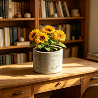 Pot de fleurs cylindrique moderne en ciment gris pour l'intérieur et l'extérieur, décoration de jardin, conteneur pour plantes succulentes et hortensias