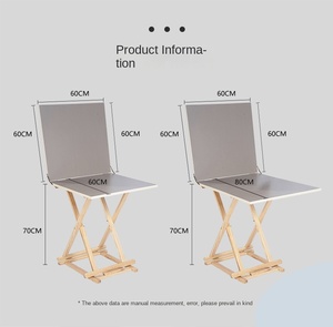 Mesa de estudio de madera de haya Huixishi 60x80cm con caballete de pintura ajustable y silla de estudio de arte con estructura metálica para fotografía - Product Image 4
