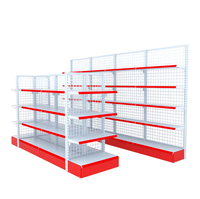 Étagère de supermarché en treillis métallique noir rouge vert en métal présentoirs de supermarché étagère de gondole d'épicerie