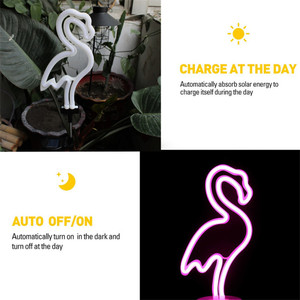 Solar <strong>Led</strong> Pink <strong>Flamingo</strong> Neon Lawn Lamp Garden Pathway Stake <strong>Lights</strong> For Patio Yard Walkway