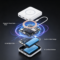 Batterie externe magnétique sans fil 22,5 W certifiée 3C, conception de traitement SMT PCBA, personnalisation ODM OEM intégrée disponible