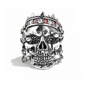 Anello Teschio da Uomo Stile Punk Rock in Lega, Regolabile, Gioiello Statement di Moda Street, Anello Biker Audace - Product Image 3