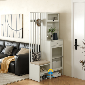 Mueble de Almacenamiento para Robot Aspirador con Puertas de Vidrio, Mueble Moderno para el Hogar, Organización para Sala de Estar/Apartamento - Product Image 3