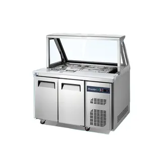 Oem tủ lạnh tủ đông loại mới dưới truy cập tủ lạnh thép không gỉ salad Bar tủ lạnh với Glass Bìa