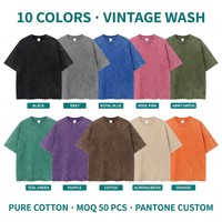 Camiseta Oversize para Hombre de 230g, 100% Algodón, Lavada, 12 Colores Sólidos en Stock, Envío el Mismo Día, Venta al por Mayor, OEM, Multicolor, Anti-Pilling