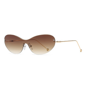 Nouvelles lunettes de soleil œil-de-chat sans monture style européen et américain UV400 en métal pour femme, légères, type 3, protection solaire - Product Image 2