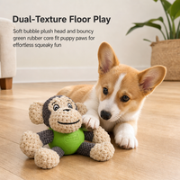 Jouet interactif en peluche de singe de dessin animé en latex, jouet à mâcher doux et couineur pour chiens de petite et moyenne taille