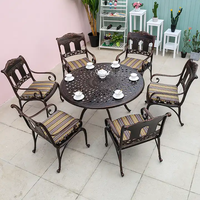 Meubles rétro d'extérieur de style européen pour cour et balcon tables et chaises en fonte d'aluminium