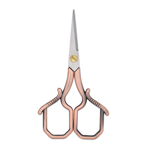 Mini Stainless Steel Scissors Straight Head Red Copper Bronze Household DIY Embroidery Cross Stitch Cutting Shears - Product Image 4