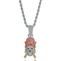 Pendentif de jeu Black Myth Wukong, personnage de tendance chinoise Voyage en Ouest, avatar en zircon complet, collier hip-hop en gros