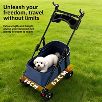 Poussette Métallique NIUNIU pour Animaux de Compagnie (Chiens et Chats) - Exportation Transfrontalière - Légère, Pliable, 4 Roues, Écologique, Utilisation Extérieure Toutes Saisons
