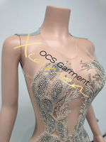 Ocstrade Banquet Célébrer Élégant Fête De Mariage Mini Robes Maille Argent Strass Prom Club Robes Sexy Femmes Vêtements