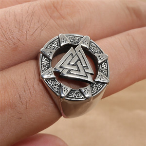 Anillo Triangular Vikingo para Hombre, Plata Tibetana, Diseño Geométrico, Estilo Retro Punk, Joyería de Regalo - Product Image 4