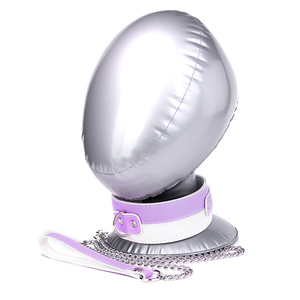 Collar de Estrangulamiento Fetiche de Bondage y Restricción para Esclavos BDSM, Diseño Lindo, Color Morado, con Cadena de Metal - Product Image 5